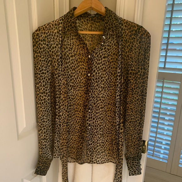 Dolce Gabbana Silk Leopard Print Blouse - Main Image